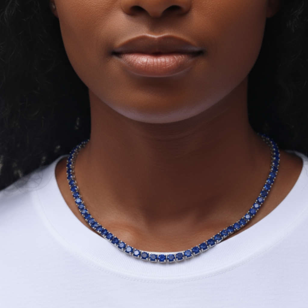 Juno Maxi Tennis Necklace – Blue Sapphire