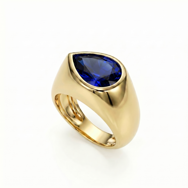 Nova Lateral Signet Ring – Blue Sapphire