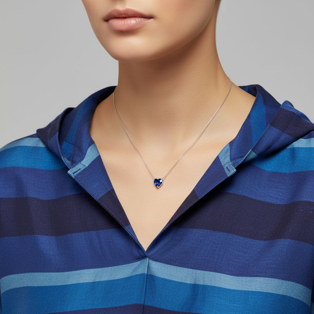 Amore Maxi Solitaire Necklace – Blue Sapphire