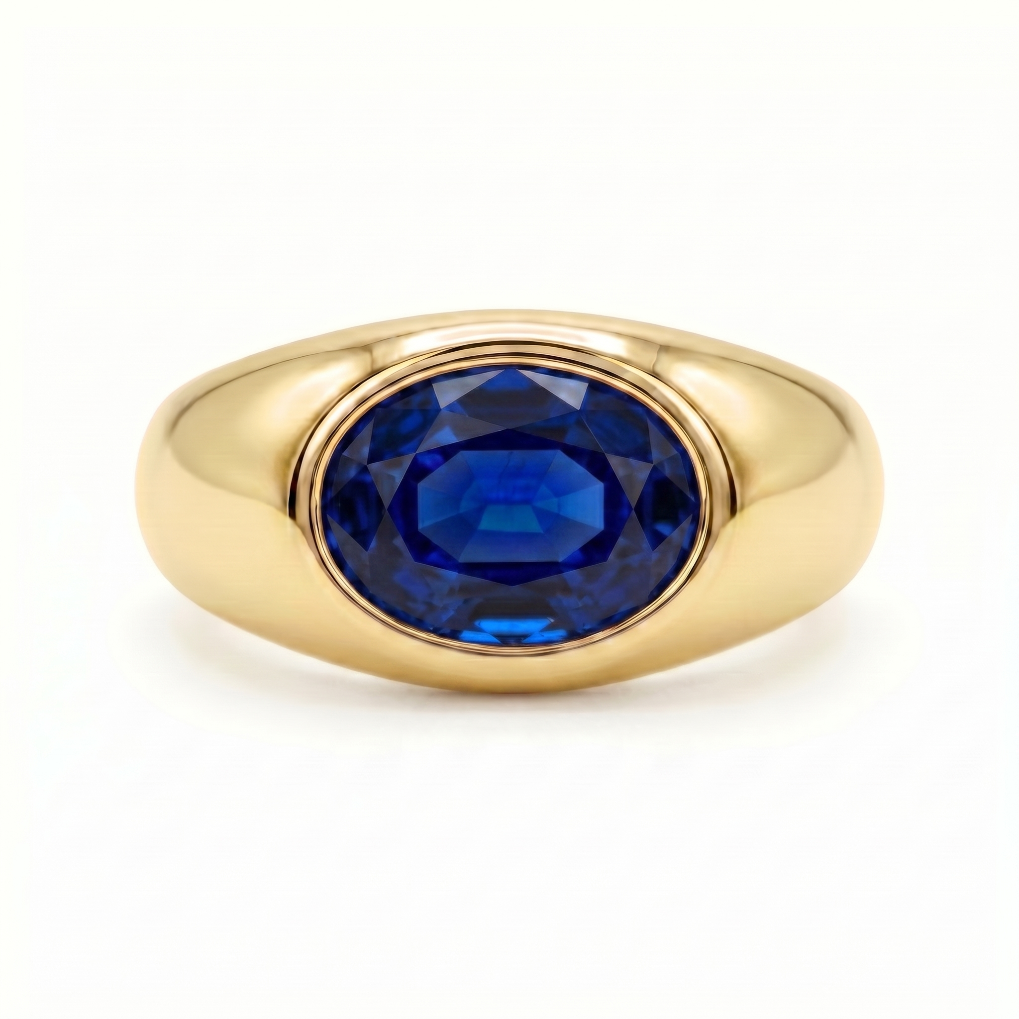 Velara Lateral Signet Ring – Blue Sapphire