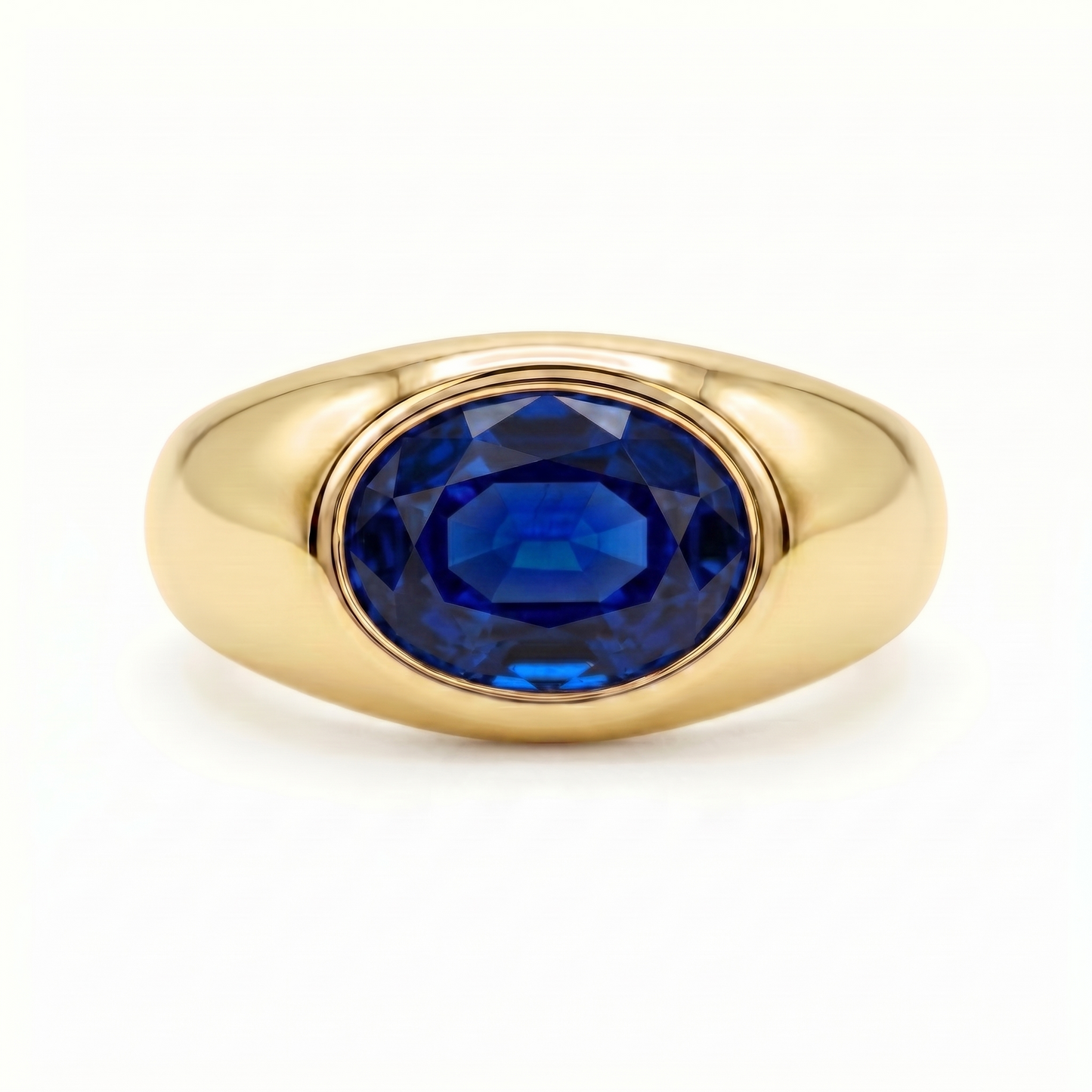 Velara Lateral Signet Ring – Blue Sapphire