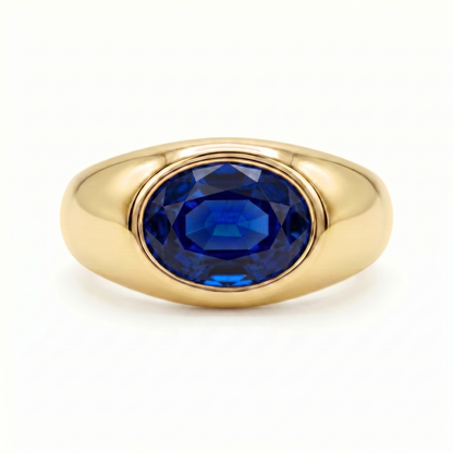 Velara Lateral Signet Ring – Blue Sapphire