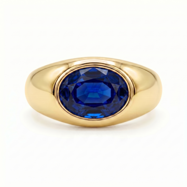 Velara Lateral Signet Ring – Blue Sapphire