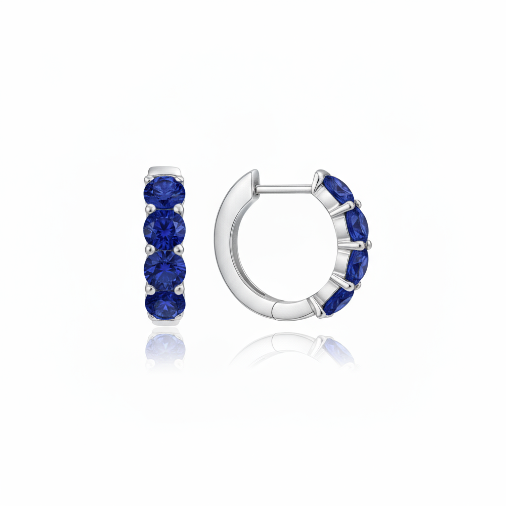 Linea Chunky Hoop Earrings – Blue Sapphire