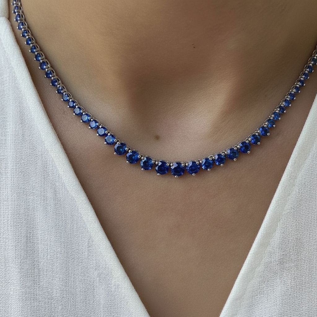 Juno Graduated Tennis Necklace – Blue Sapphire