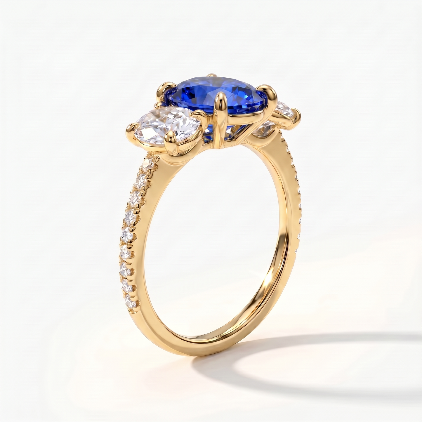 Velara Trilogy Pavé Ring – Blue Sapphire