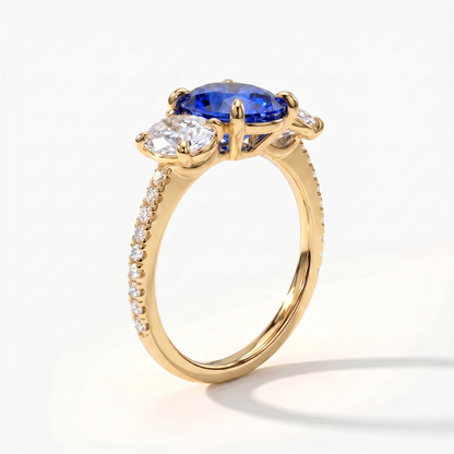 Velara Trilogy Pavé Ring – Blue Sapphire