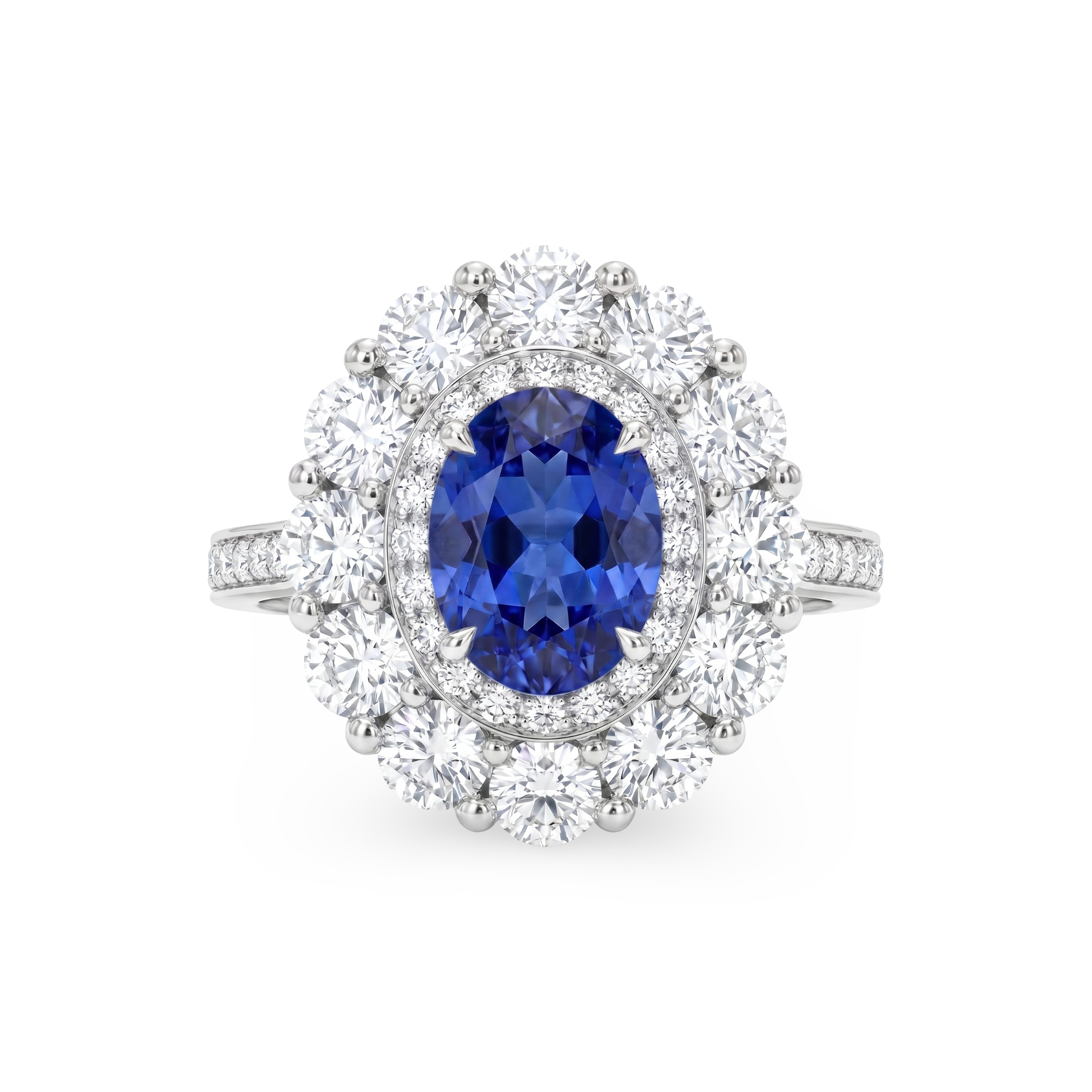 Velara Double Halo Ring – Blue Sapphire