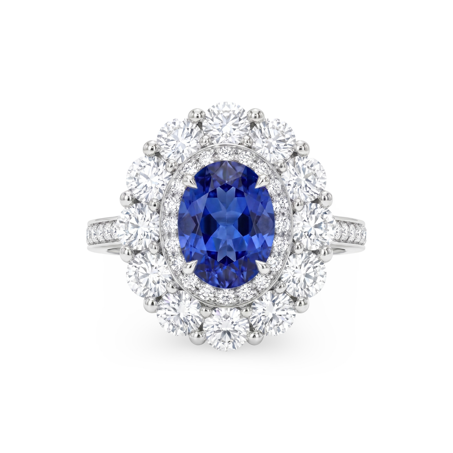 Velara Double Halo Ring – Blue Sapphire