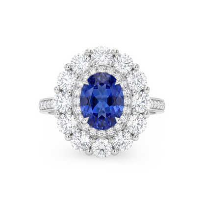 Velara Double Halo Ring – Blue Sapphire