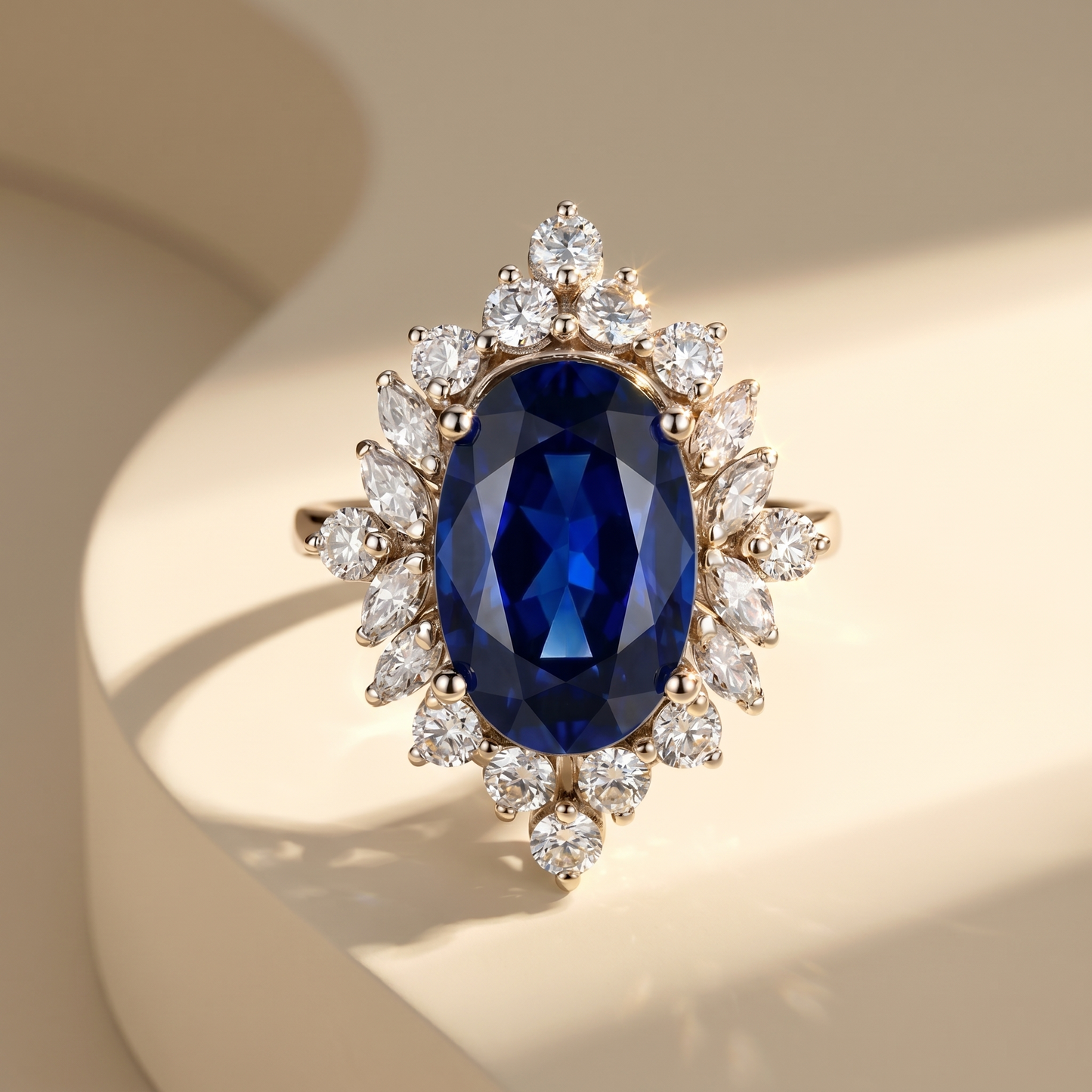 Velara Crown Ring – Blue Sapphire