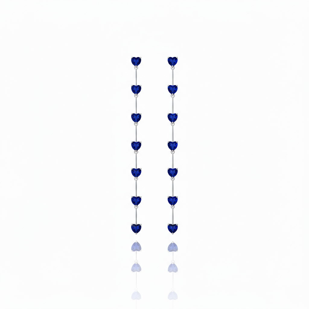 Amore Long Drop Earrings – Blue Sapphire