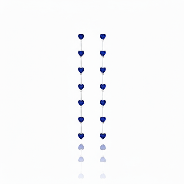 Amore Long Drop Earrings – Blue Sapphire