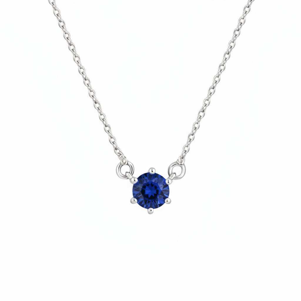Juno Solitaire Necklace – Blue Sapphire