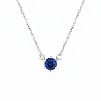 Juno Solitaire Necklace – Blue Sapphire