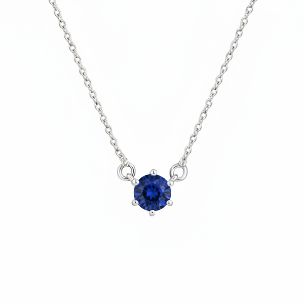 Juno Solitaire Necklace – Blue Sapphire