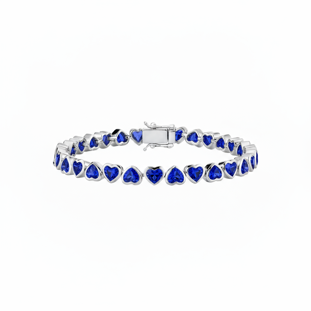 Amore Frame Tennis Bracelet – Blue Sapphire