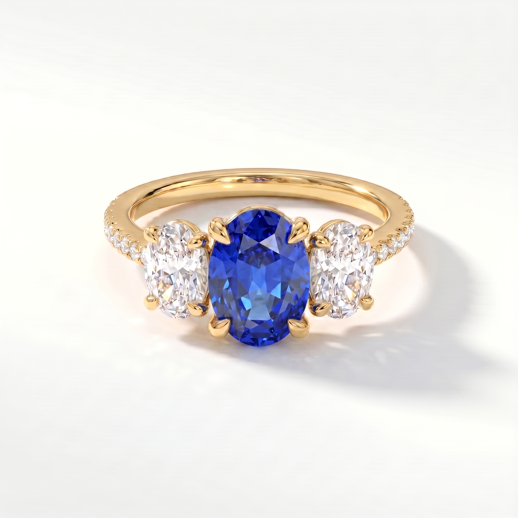 Velara Trilogy Pavé Ring – Blue Sapphire