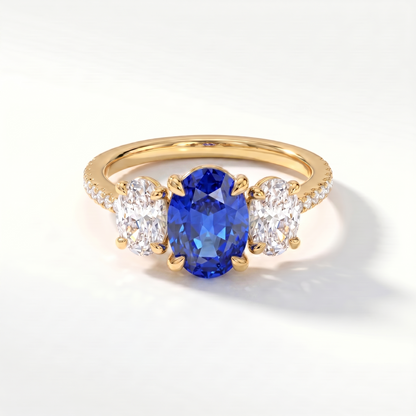 Velara Trilogy Pavé Ring – Blue Sapphire