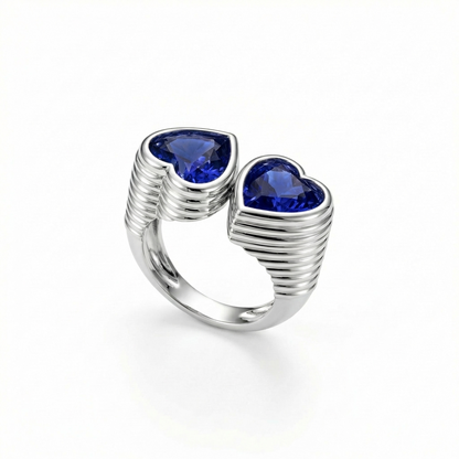 Amore Double Signet Ring – Blue Sapphire