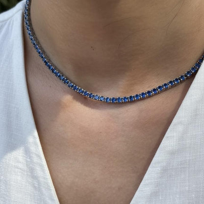 Juno Midi Tennis Necklace – Blue Sapphire
