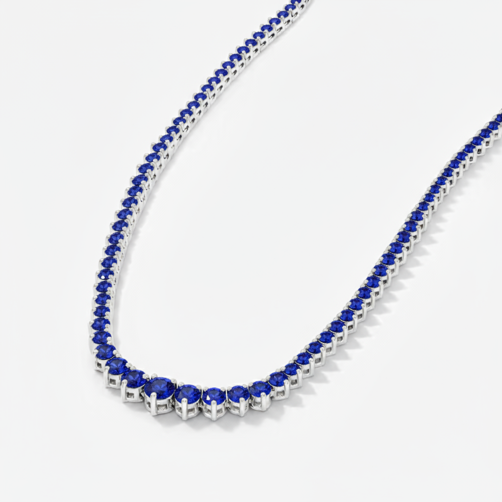 Juno Graduated Tennis Necklace – Blue Sapphire