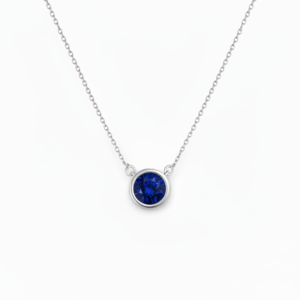 Forma Solitaire Necklace – Blue Sapphire