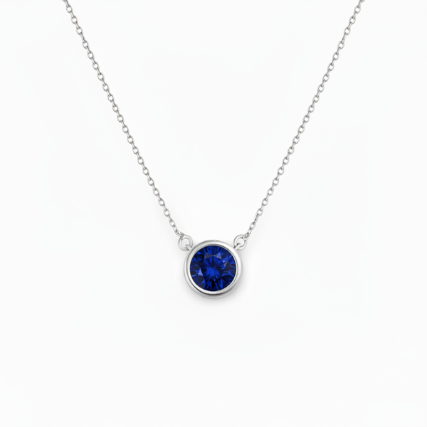 Forma Solitaire Necklace – Blue Sapphire