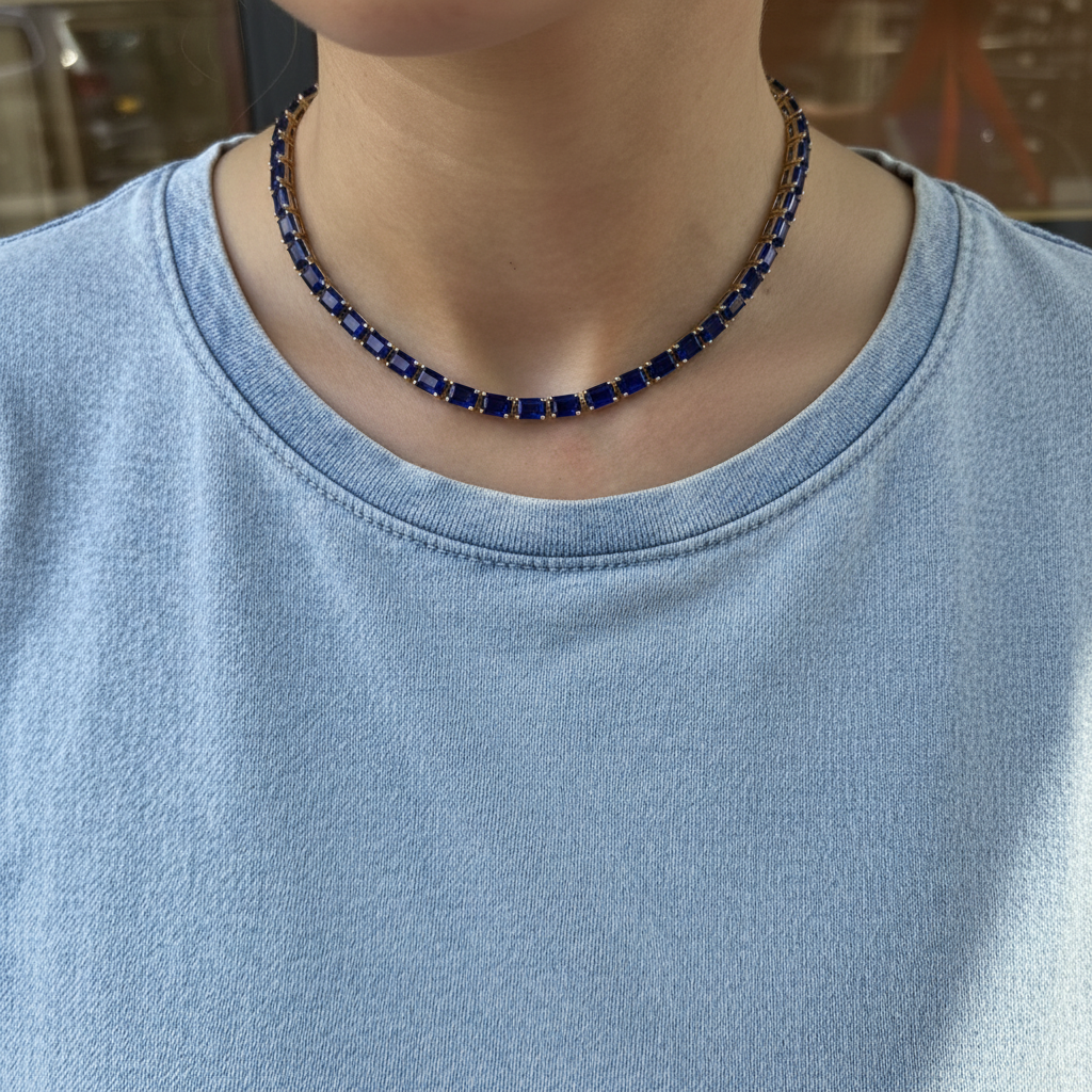 Nexus Tennis Necklace – Blue Sapphire