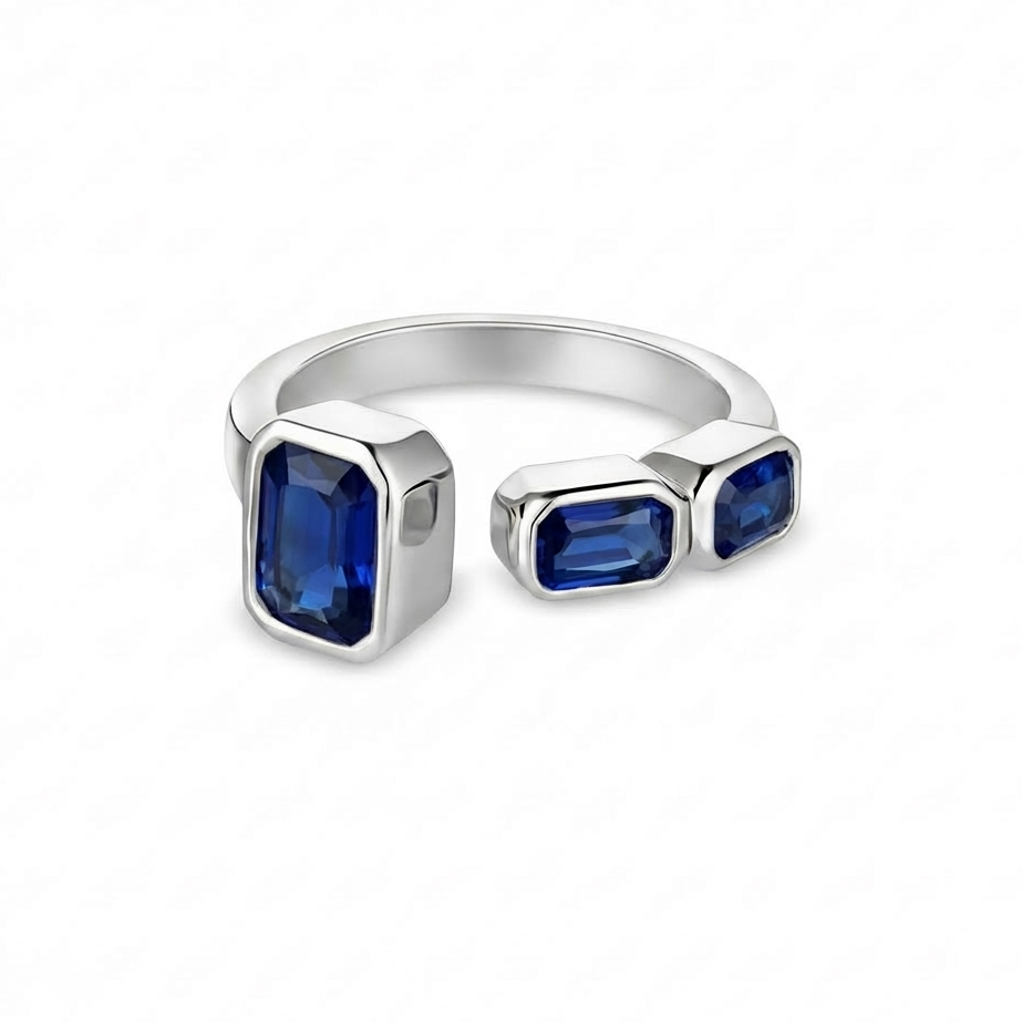 Nexus Frame Open Ring – Blue Sapphire