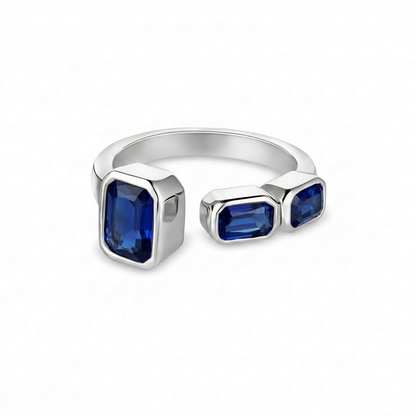 Nexus Frame Open Ring – Blue Sapphire