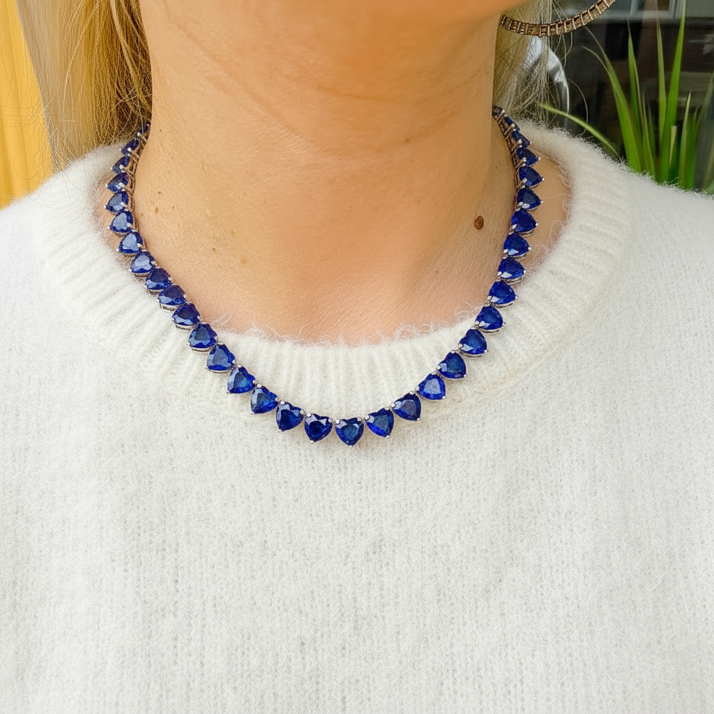 Amore Maxi Tennis Necklace – Blue Sapphire
