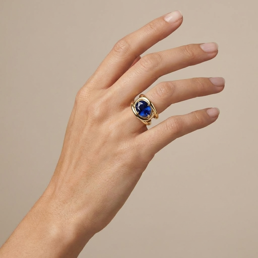 Velara Twist Ring – Blue Sapphire