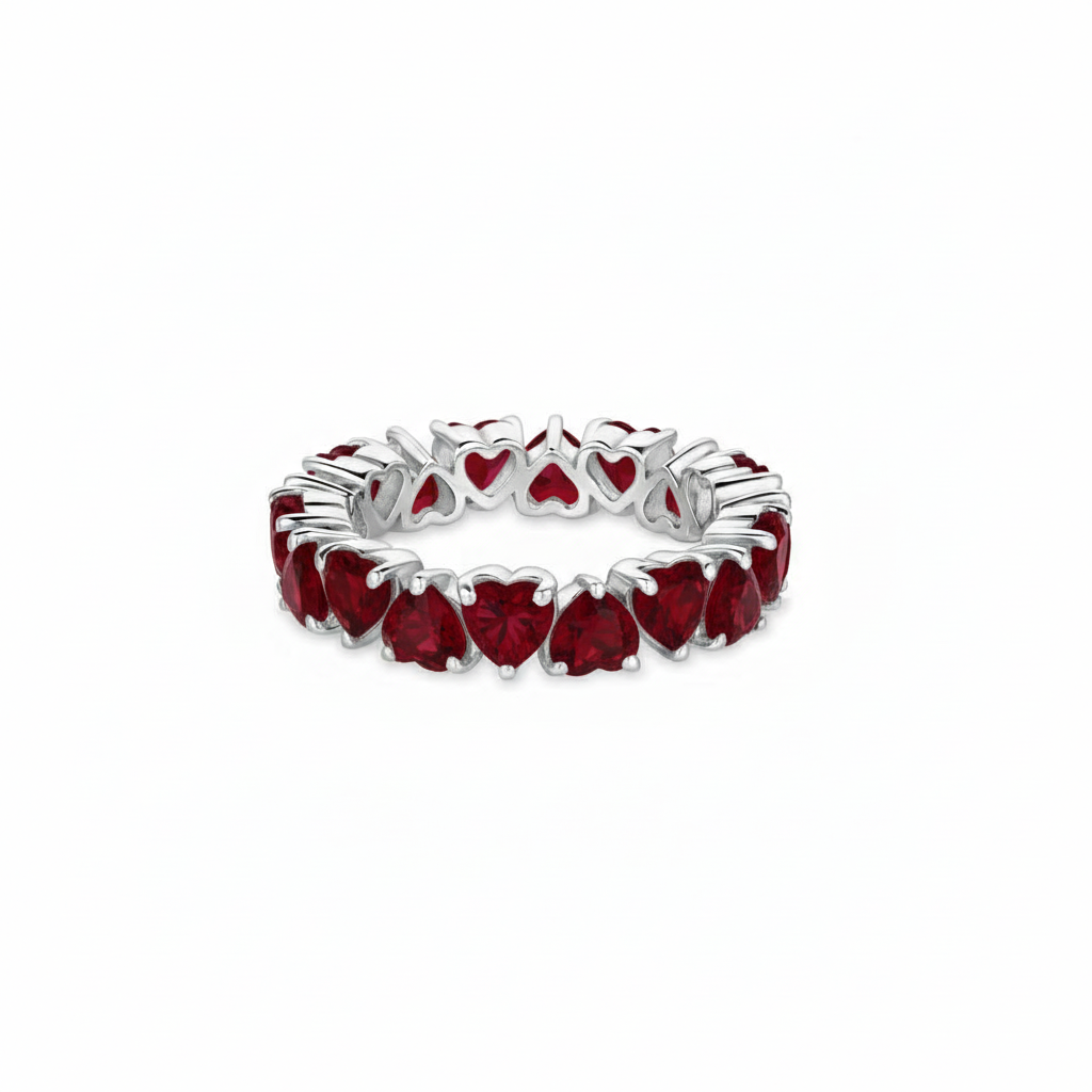 Amore Eternity Ring – Deep Red Garnet
