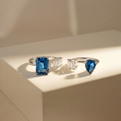 Nova Open Ring – Teal Blue Spinel