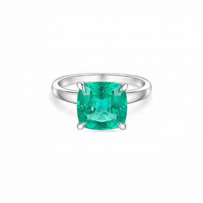 Aria Cushion Solitaire Ring – Colombian Green Emerald