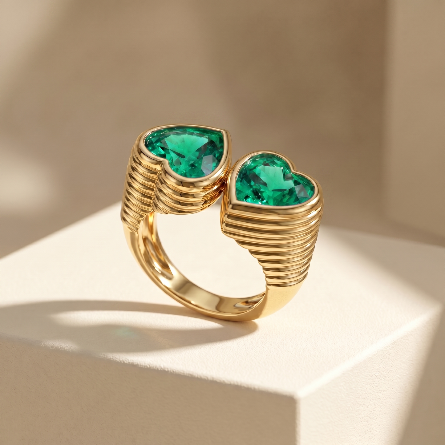 Amore Double Signet Ring – Colombian Green Emerald