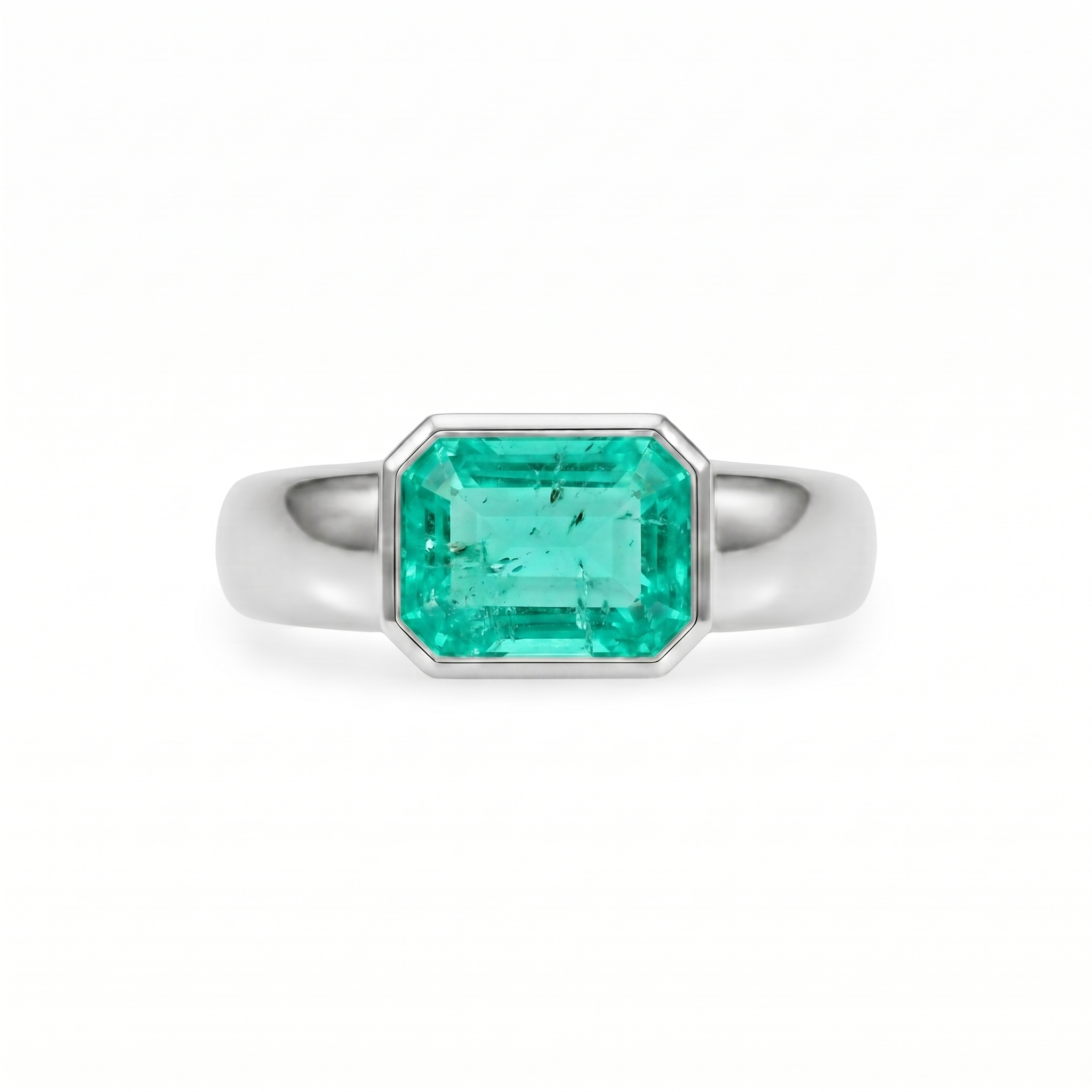 Nexus Lateral Solitaire Ring – Colombian Green Emerald