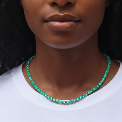 Juno Maxi Tennis Necklace – Colombian Green Emerald