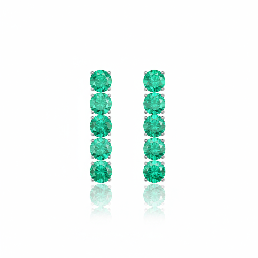 Juno Tennis Charm Earrings – Colombian Green Emerald