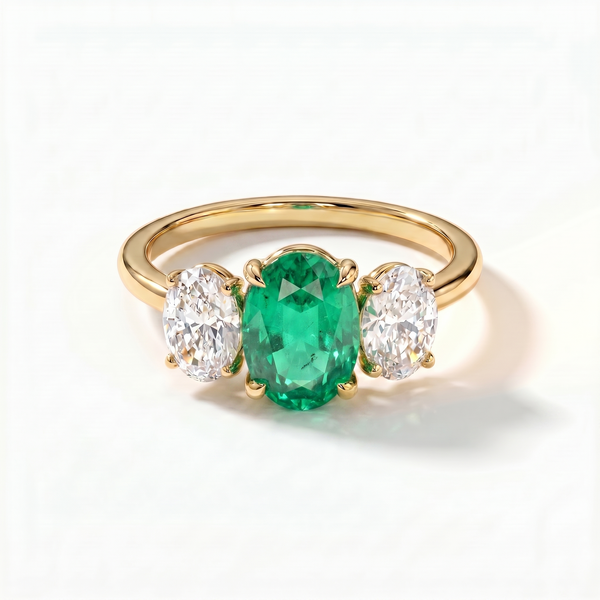 Velara Trilogy Ring – Colombian Green Emerald