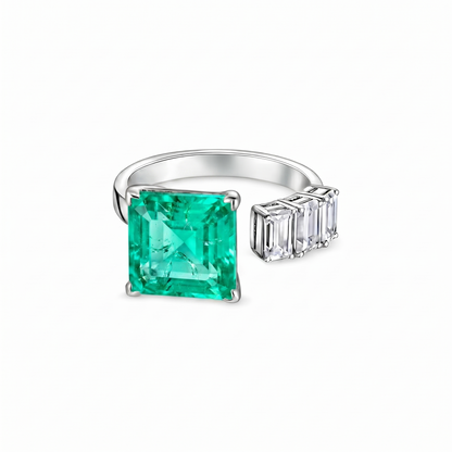 Aria Princess Open Ring – Colombian Green Emerald