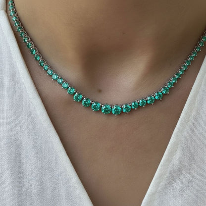 Juno Graduated Tennis Necklace – Colombian Green Emerald