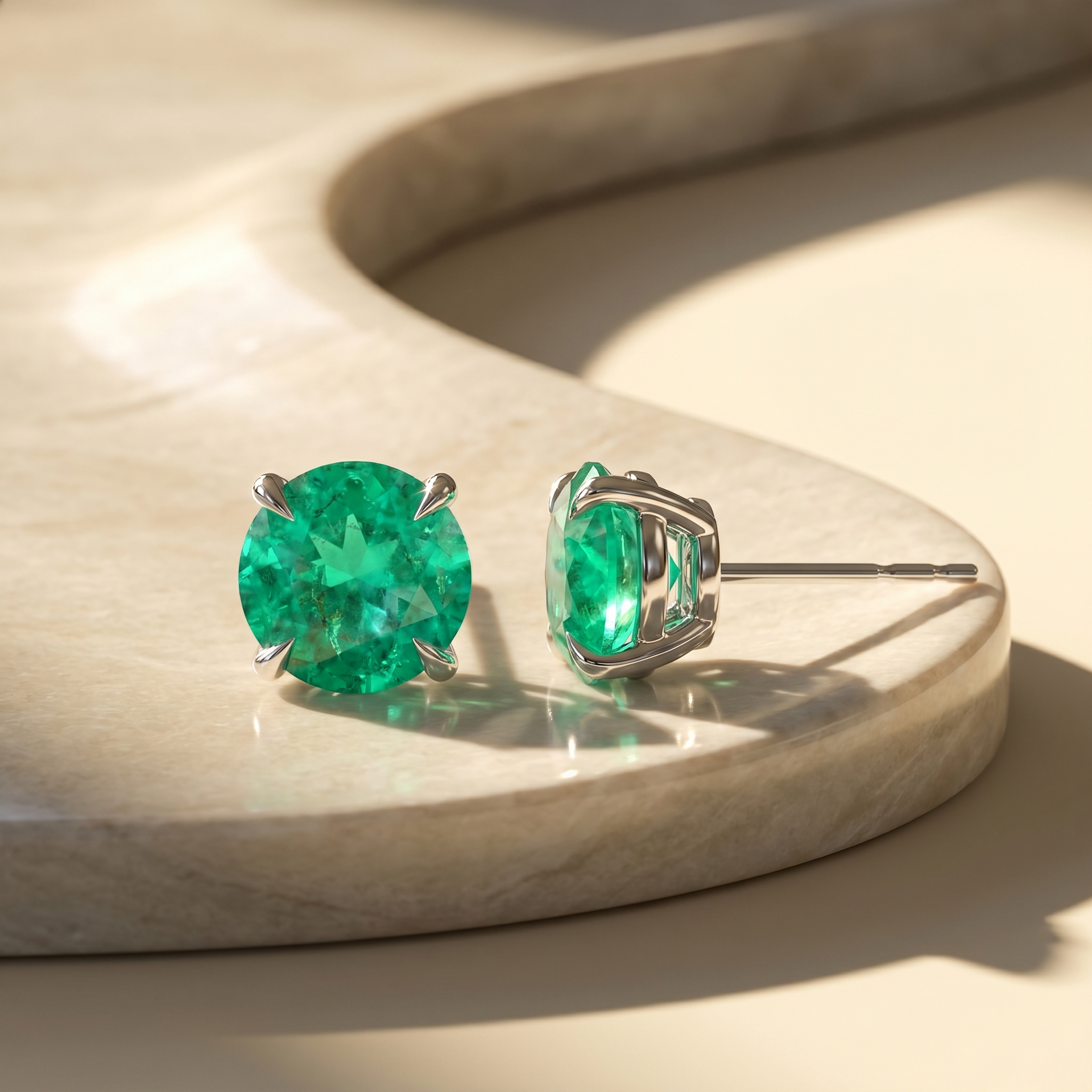 Juno Stud Earrings – Colombian Green Emerald