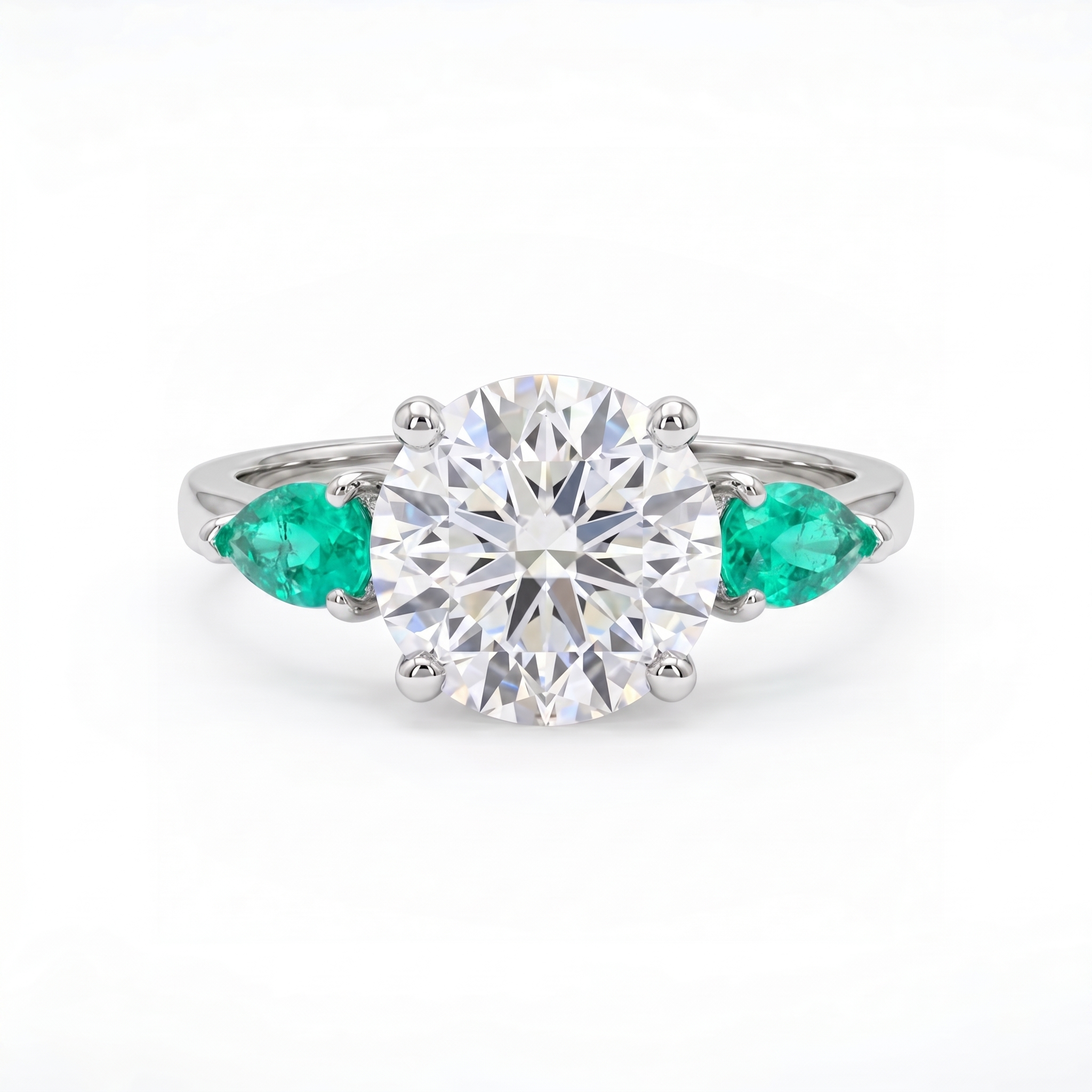 Juno Trio Ring – Colombian Green Emerald