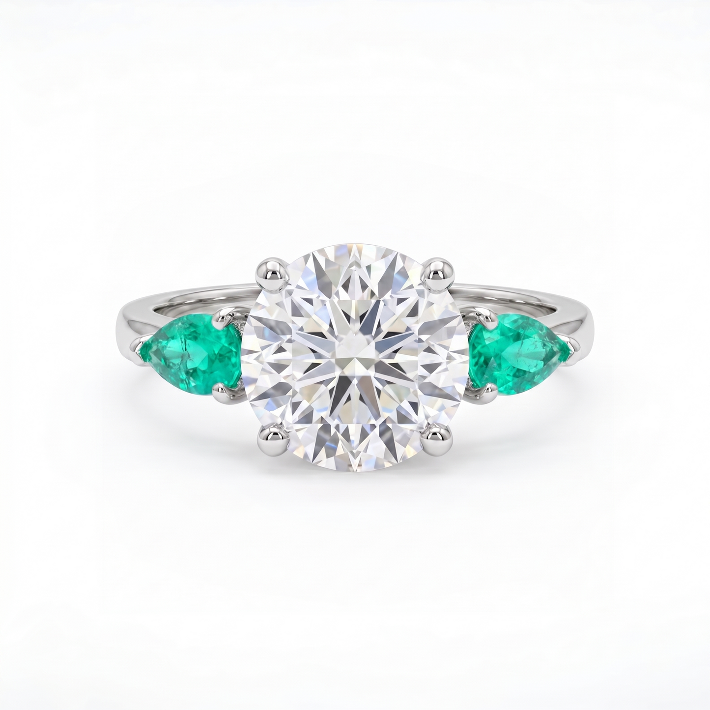 Juno Trio Ring – Colombian Green Emerald