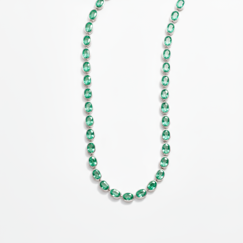 Velara Frame Tennis Necklace – Colombian Green Emerald