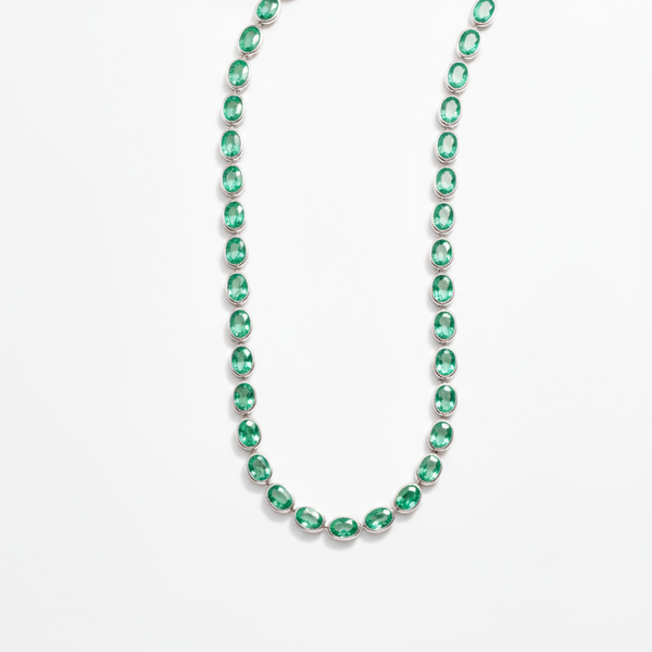 Velara Frame Tennis Necklace – Colombian Green Emerald