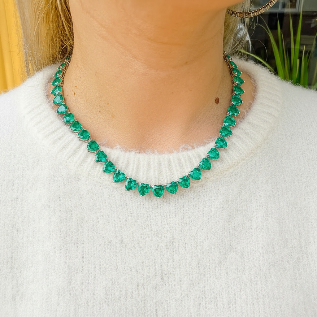 Amore Maxi Tennis Necklace – Colombian Green Emerald