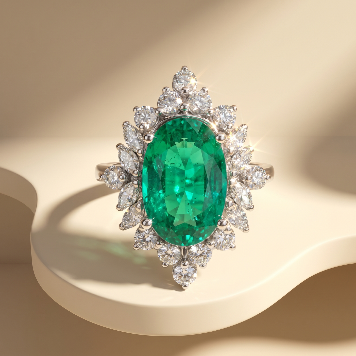 Velara Crown Ring – Colombian Green Emerald